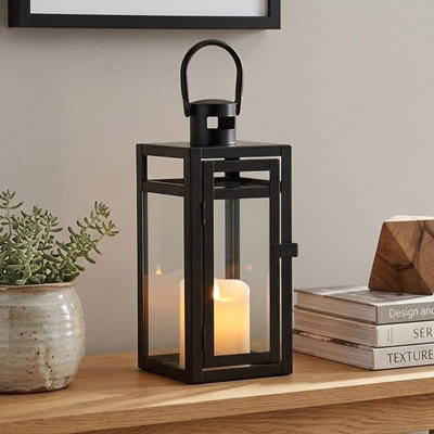 Metal Candle Lantern 12'' High Decorative Outdoor Lantern