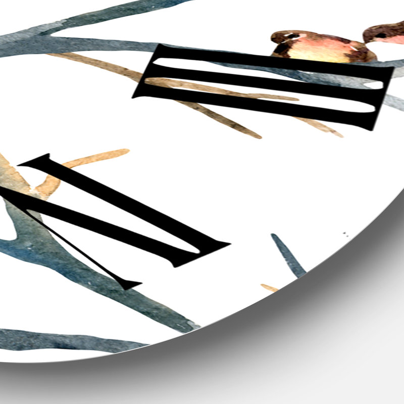 Petits oiseaux sur les branches d'arbre I - Horloge murale traditionnelle, Moyen