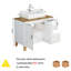 Ensemble de lavabo 36 po, 2 portes et 2 grands tiroirs, système à clous doux, conception sans poignée, plateau et pieds en bois massif naturel, lavabo carré en céramique sur le comptoir, blanc brillant