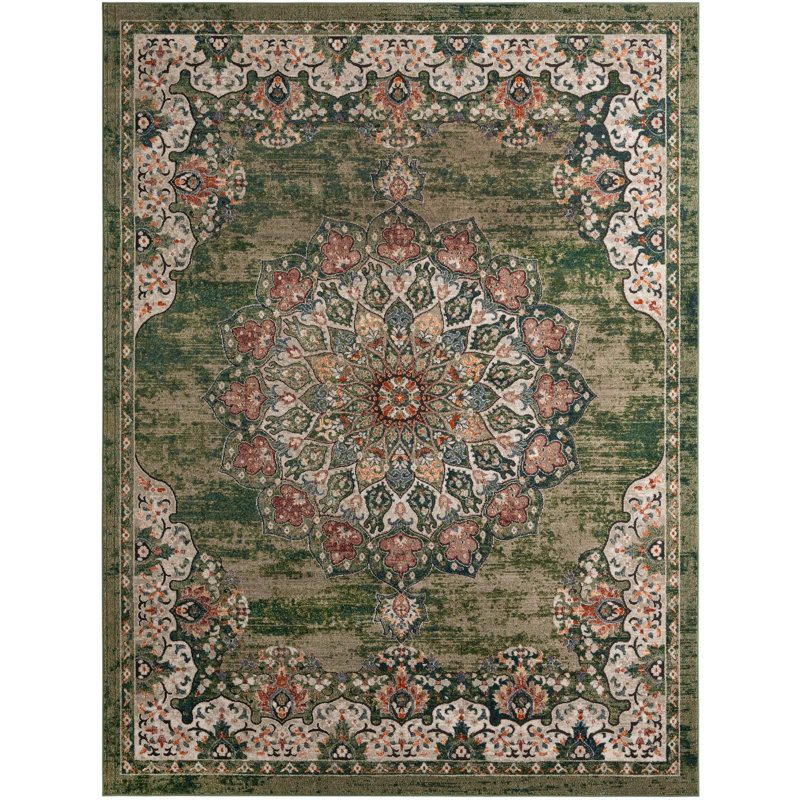 Tasharra Rug, Green, Rectangle 9' x 12'