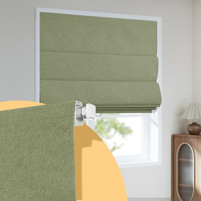 No Tools No Drill Roman Shades for Windows,Cordless Blackout Window Shades,Green,37"W X 72"H
