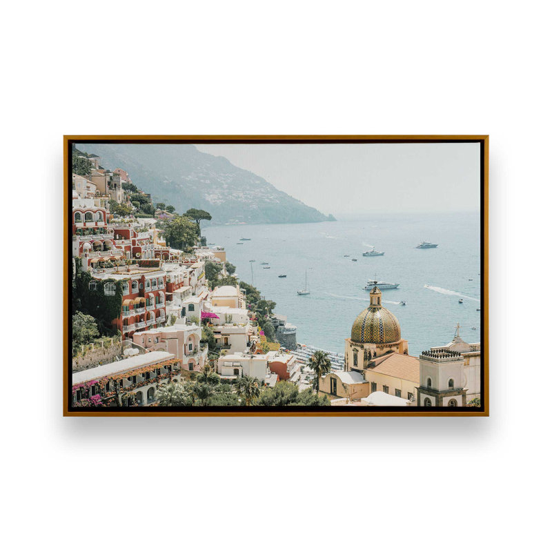 Impression sur toile Positano, H 32,75 po x l 48,75 po x P 1,75 po, Cadre doré poli, 1