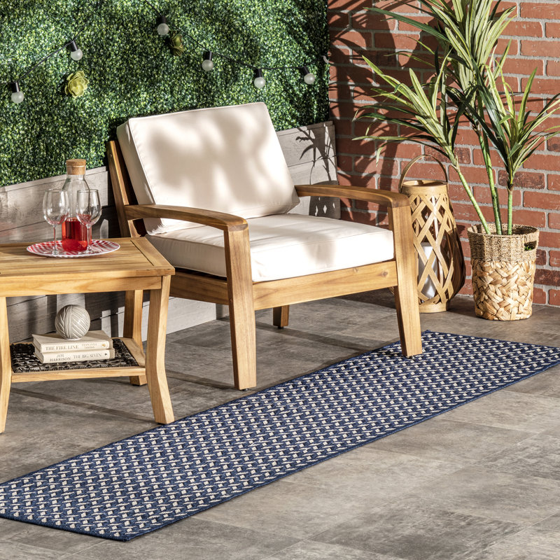 Tapis d'intérieur / extérieur Malaya, Tapis de couloir 2 pi x 6 pi, Marine
