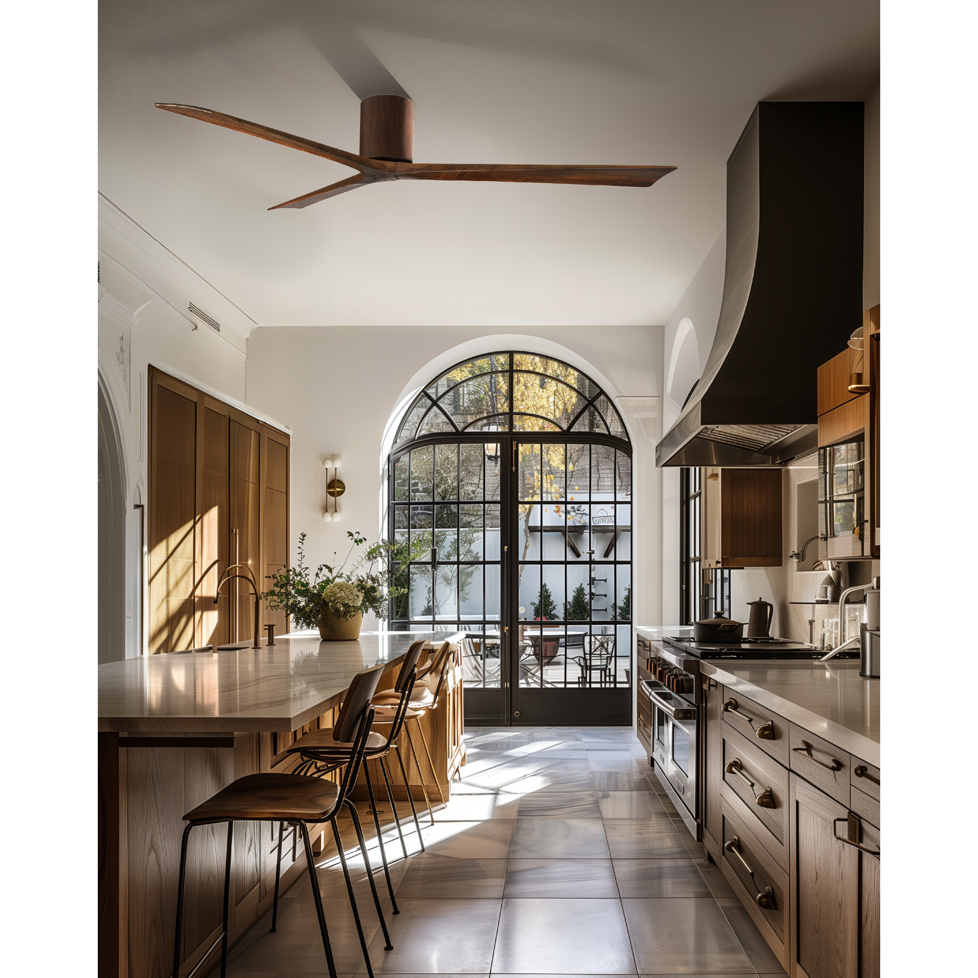 Olivier 3 Blade Ceiling Fan, 72", Walnut, Walnut Tone