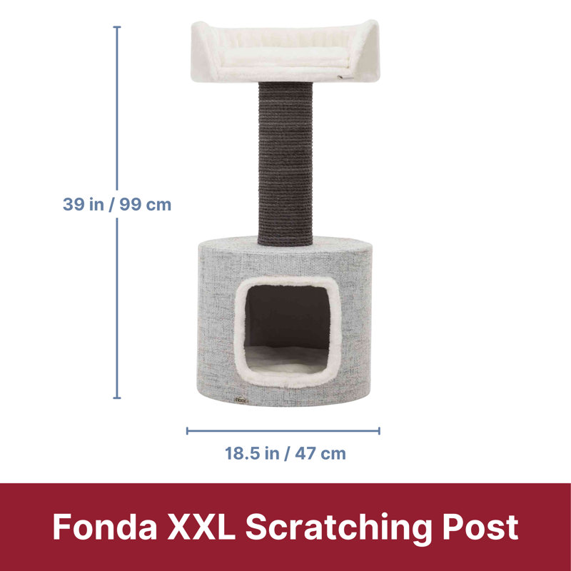 TRIXIE Fonda XXL 39" Cat Tree, Sisal Scratching Post with Plush Condo for Large Cats, Padded Platform Bed