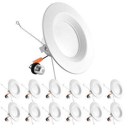 Ensemble de 12 ampoules encastrées à DEL 5 5/6 po encastrées rétractables à intensité variable sélectionnable 5 lumières à intensité variable de 1 500 lumens
