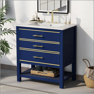 Armoire de meuble-lavabo moderne 30 po avec deux tiroirs