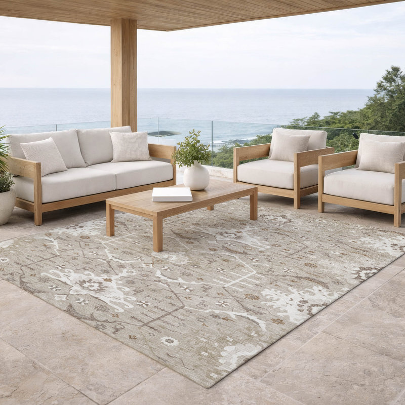 Machine Washable Indoor/Outdoor Chantille ACN2859 Global Rug, 8' x 10', Beige