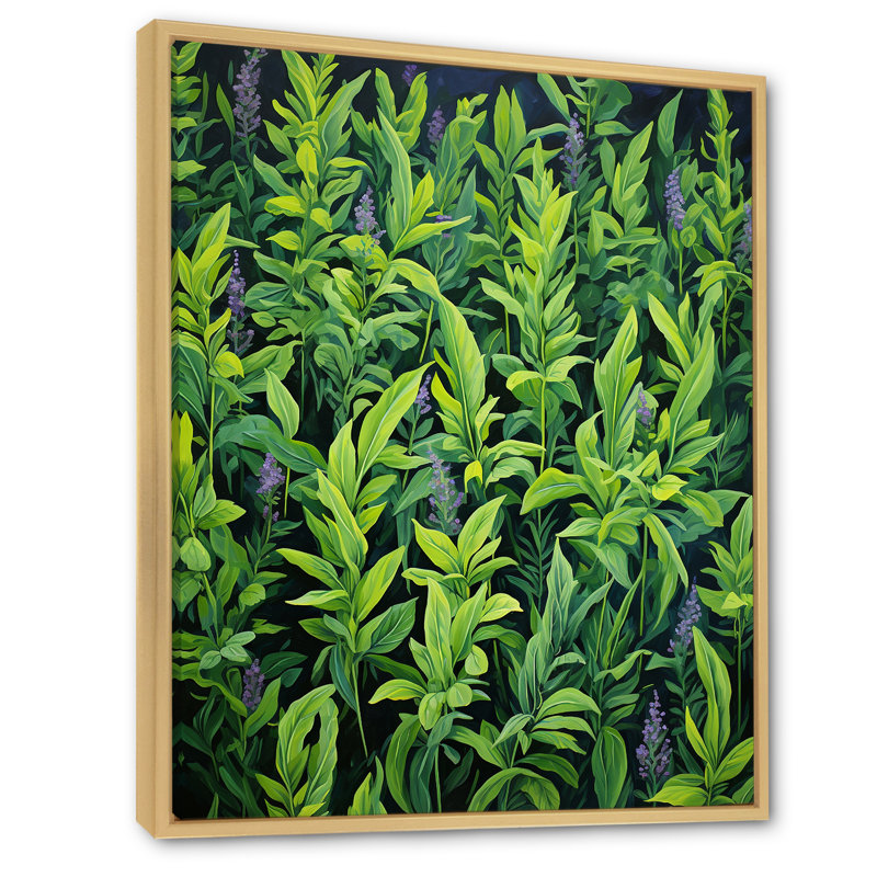 Herbes Tarragon Tales 2 - Art mural herbes florales, Cadre flottant brun, H 32 po x l 24 po