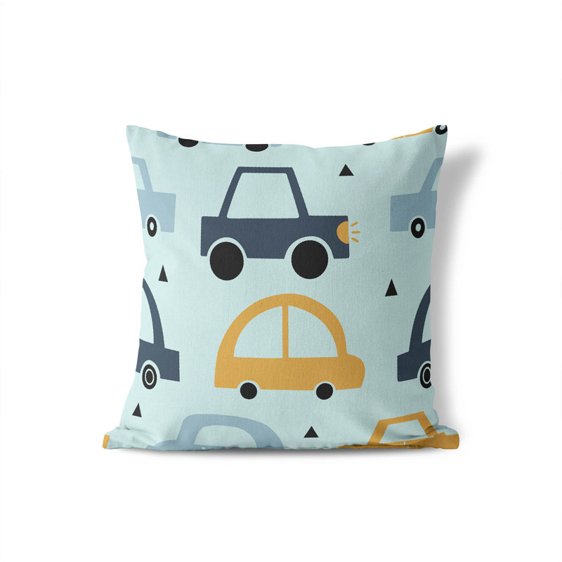 Coussin Driveway, Bleu clair / bleu marine / jaune, H 20 po x l 20 po