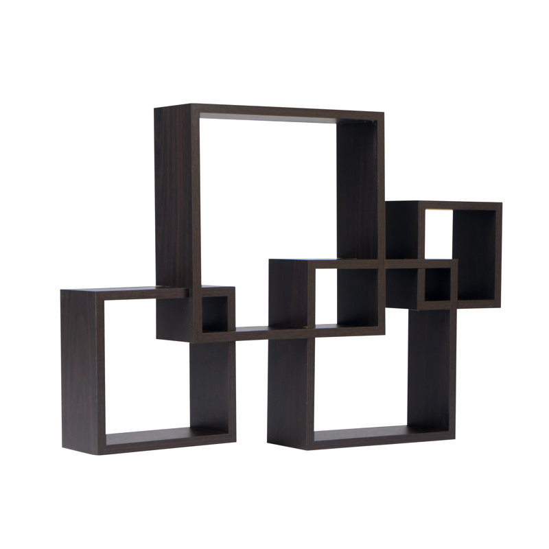 Intersecting Cube Accent Wall Shelf, Espresso