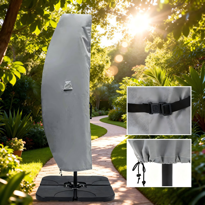Housse de parasol Offset, housses de parasol d'extérieur imperméables avec tige Oxford (gris clair), Light Grey