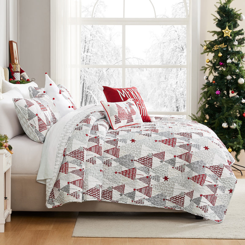 Ensemble de literie surdimensionnée légère et réversible Merry and Bright, King Quilt + 5 Additional Pieces