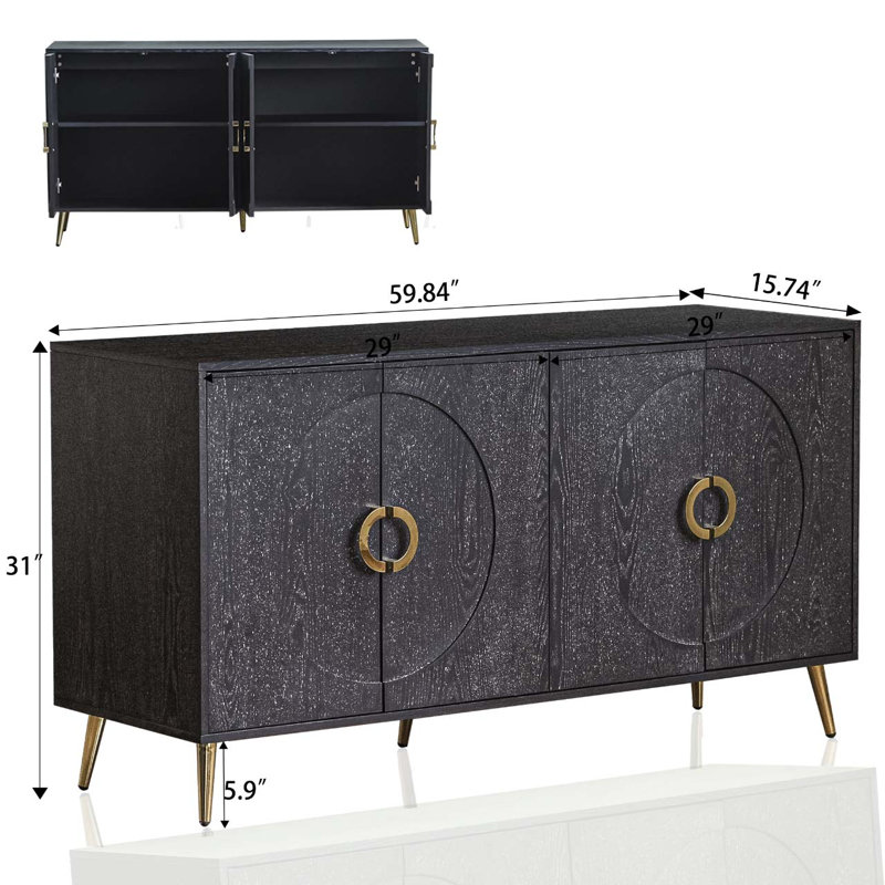 Buffet Olibia 59,84, Noir patiné