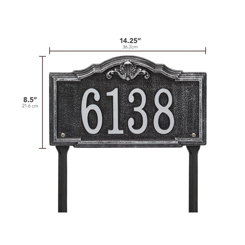 Gatewood Personalized Standard 1-Line Lawn Address Sign, Black/Silver, Yes