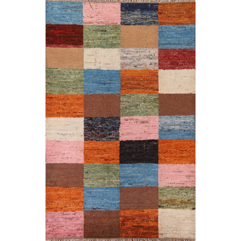Tapis marocain à carreaux noué à la main 6 x 8