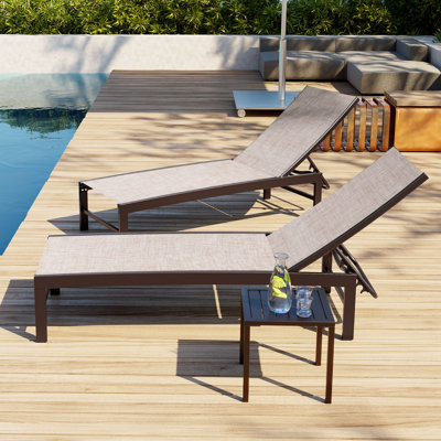 Esko Metal Outdoor Chaise Lounge Set with Table by Latitude Run