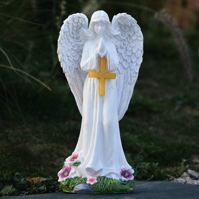 Statue ange d'extérieur 12 pouces avec Cros