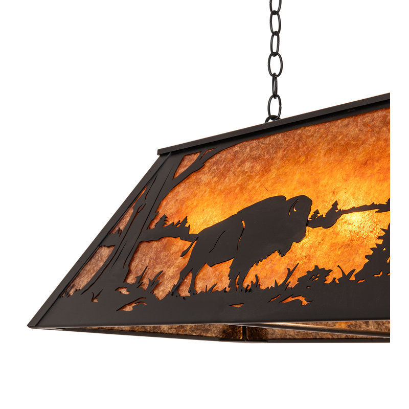 60" Long Buffalo At Lake Oblong Pendant