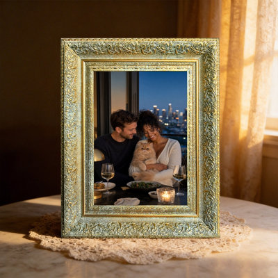 8" x 10" Antique Gold 3 PCS Heritage Style Picture Frame for Anniversary Photo Display