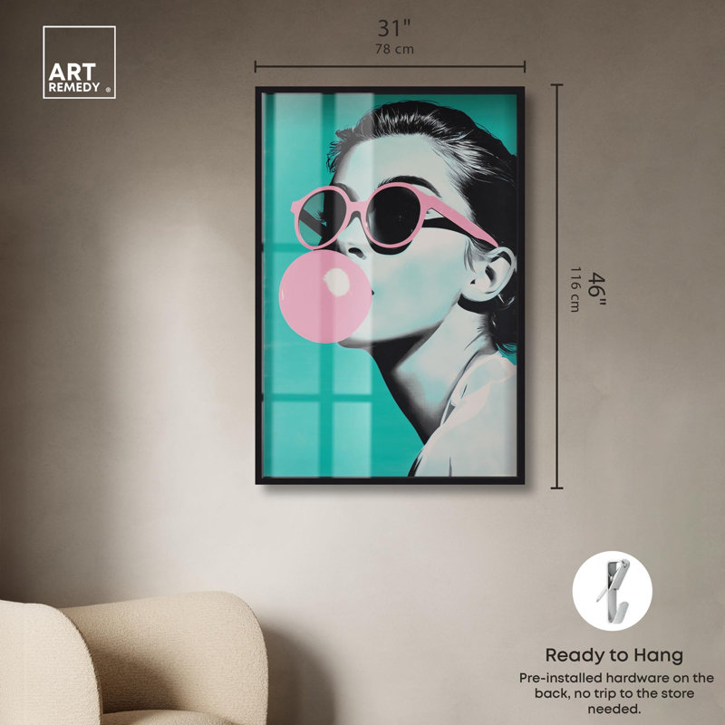 «Retro Chic II Shadowbox Print Modern Pop», art mural, H 46 po x l 31 po, Cadre noir
