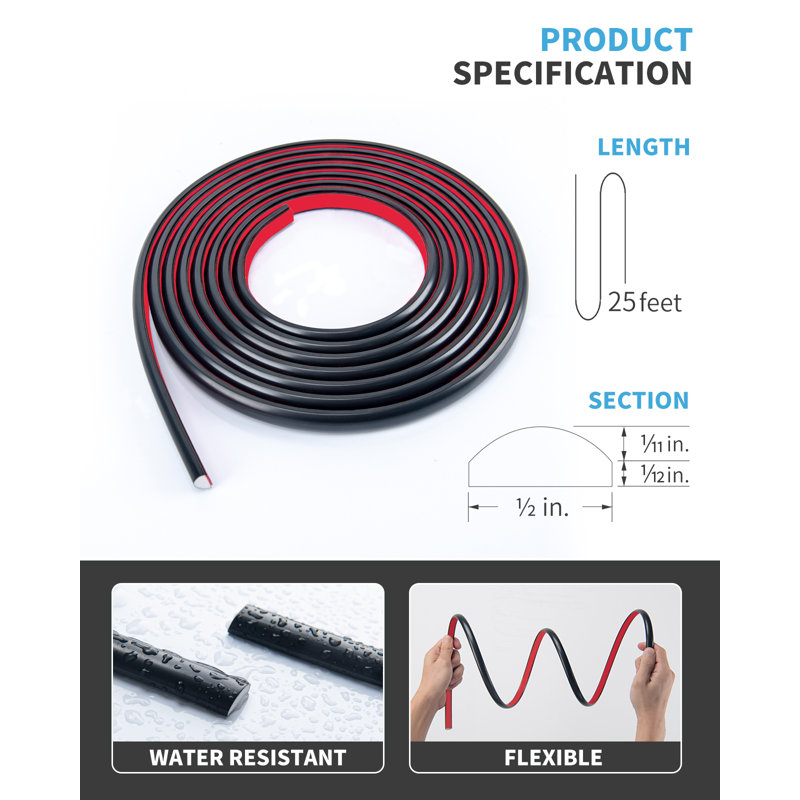 299'' L x 0.5'' W Tile Trim, Black