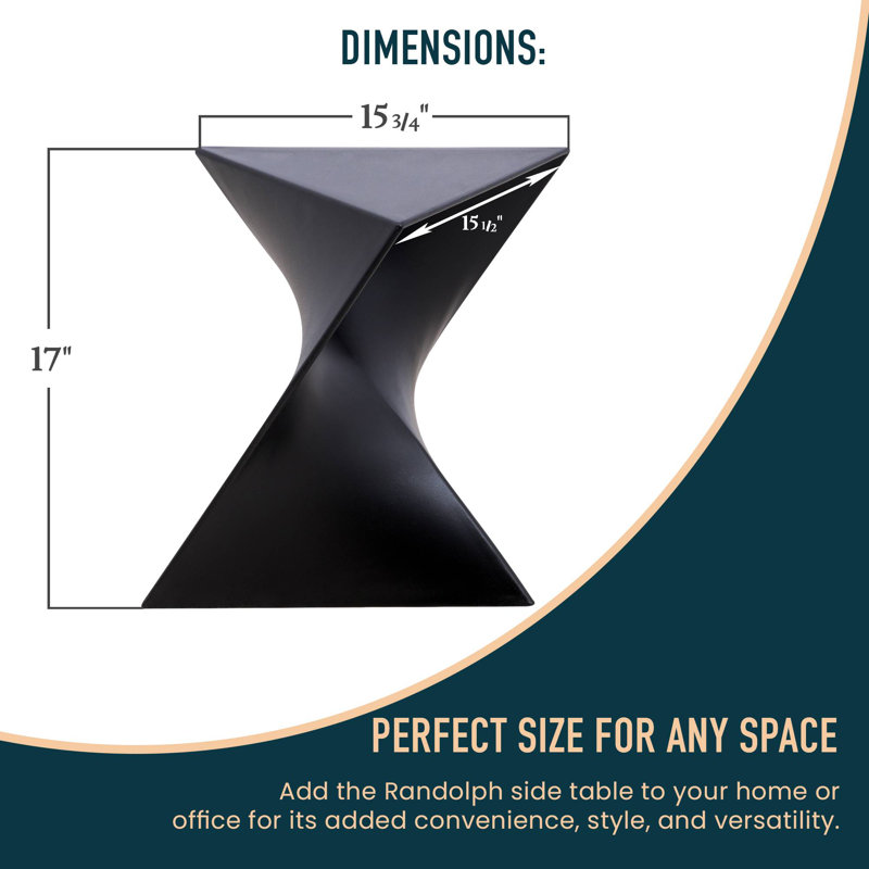 Leisuremod 17" Sculptural Hourglass Side Table - Fully Assembled Stackable Stain Proof End Table for Living Room, Bedroom or Patio