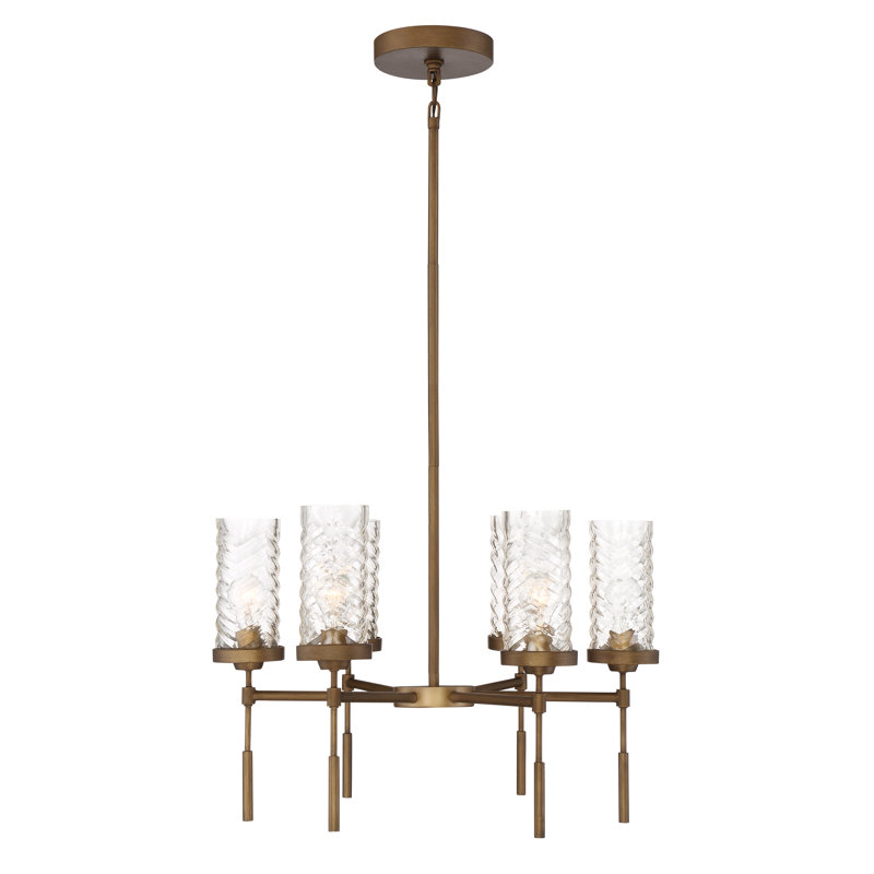 Lustre traditionnel 6 lumières à abat-jour Haleigh, Laiton antique