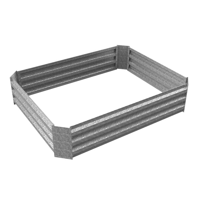 Silver Galvanized Iron Raised Garden Bed for Outdoor Plants
