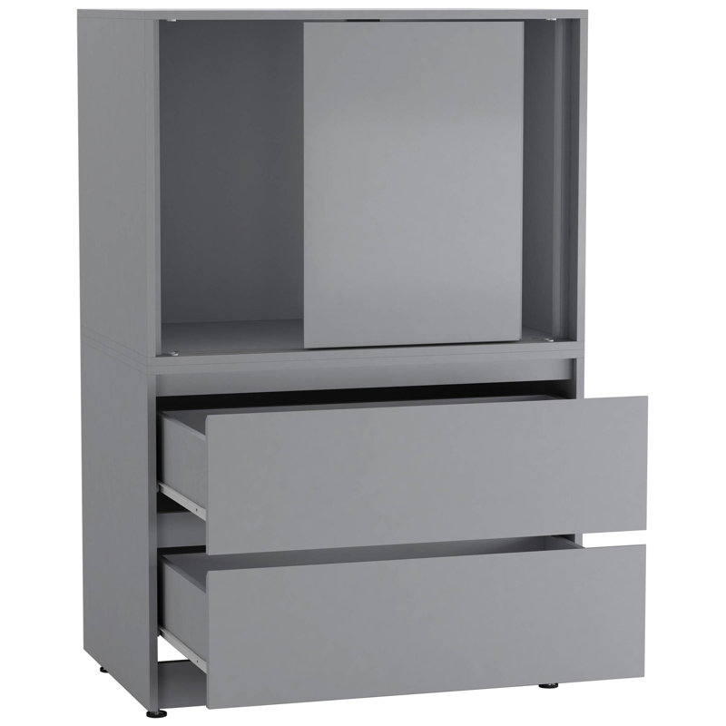 Medium Density Fiberboard (MDF) Rectangle Accent Cabinet, Grey