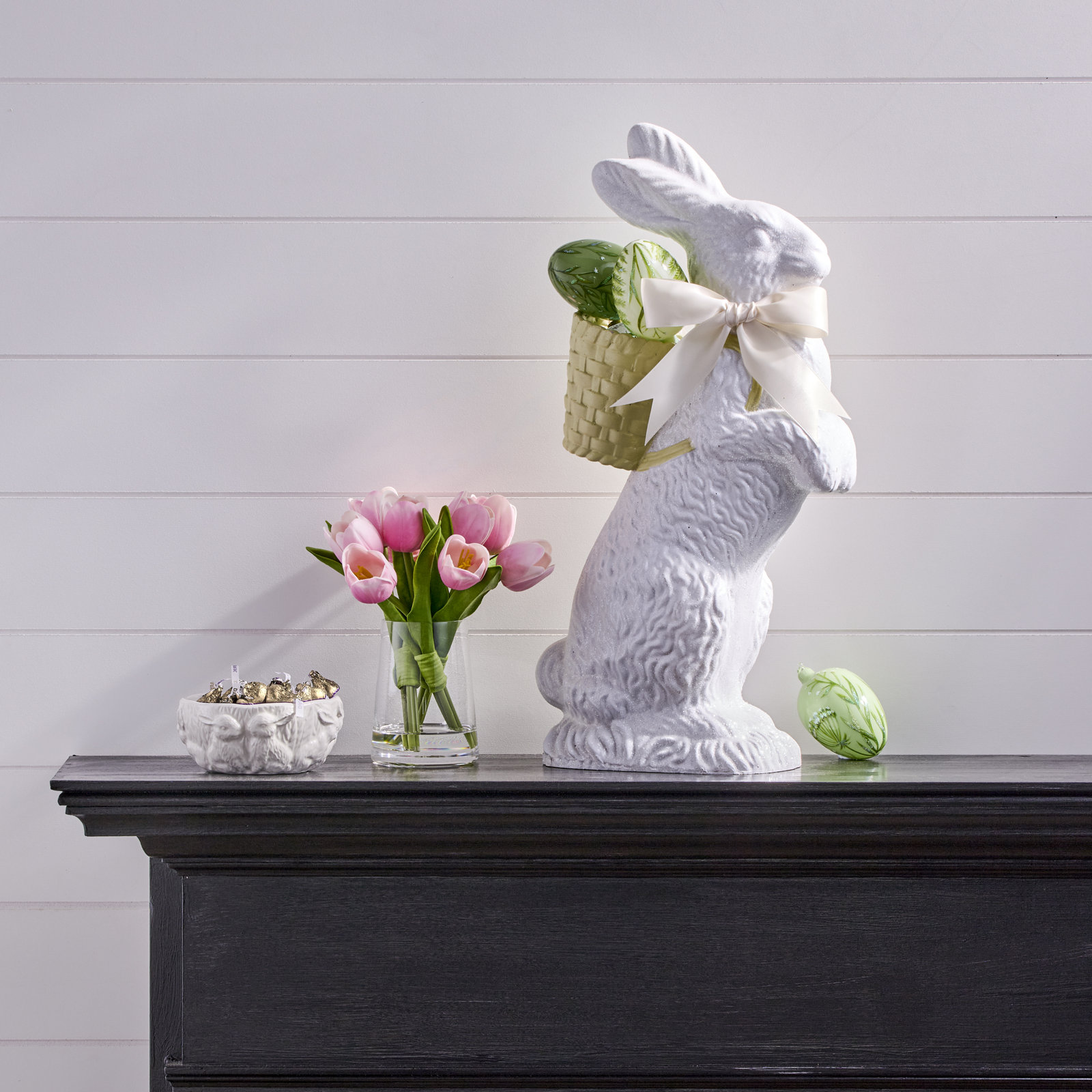 Standing Chocolate Bunny Figurine, 20.5 in x 9 in, White/Yellow