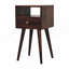 Solid Wood Mini Walnut Nightstand, 1-Drawer, 1 Open-Slot, Nordic Legs, Dark Brown