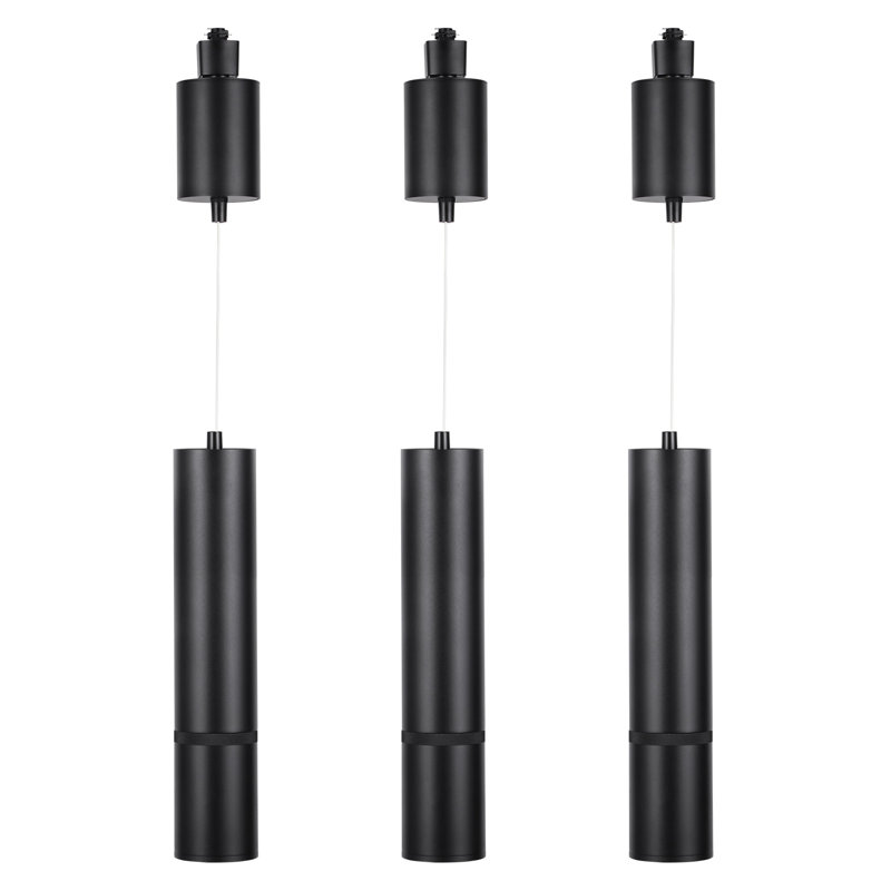 5cct Retractable Zoomable Track Pendant Light, H Track Compatible, 20w 1600lm, Adjustable Drop, Black, Satin Black