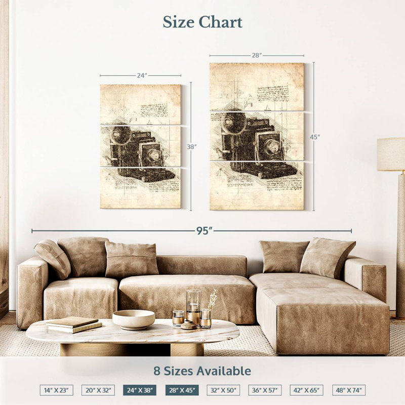 Laelle Old Camera Blueprint, 38'' H x 24'' W