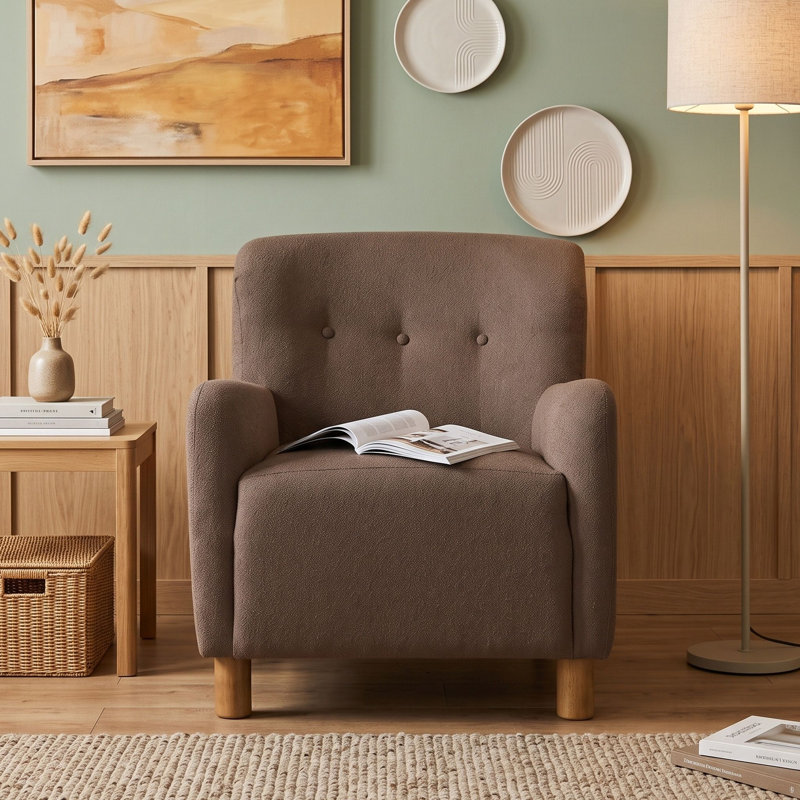 Fauteuil capitonné à boutons, canapé, Brun