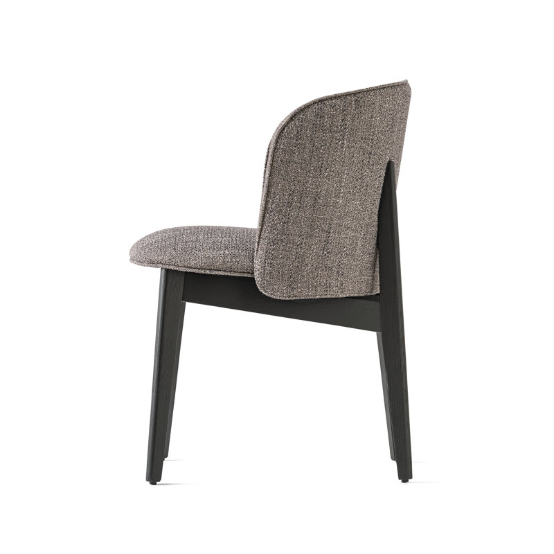 Abrey Upholstered Armchair with Wooden Base, Taupe, Matt Black