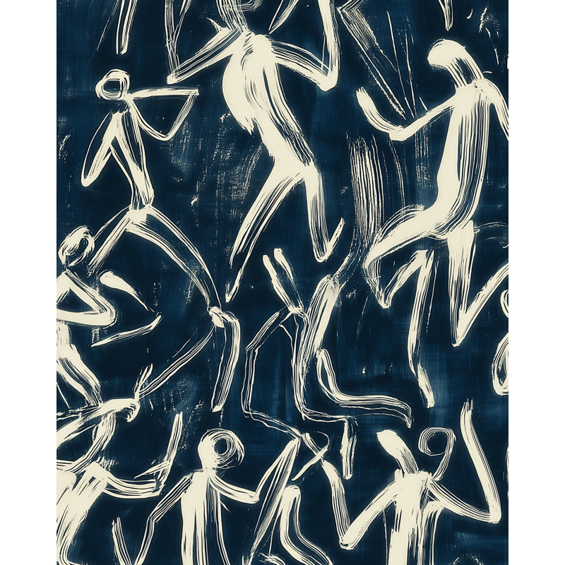 Abstract Figures Wallpaper Navy Removable Dynamic Wall