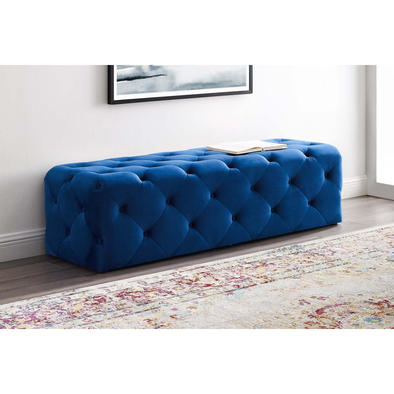 Modway Amour Tufted Button Entryway Bench, Navy, 16.5" H x 60" W x 19" D