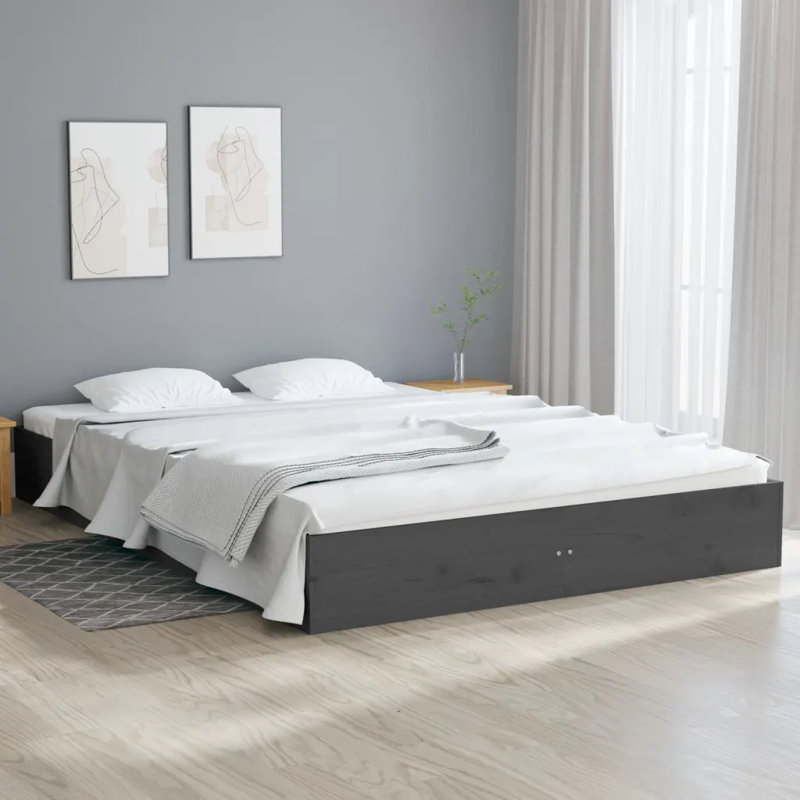 Husch European Kingsize Solid Wood Bed, Super King (6'), white
