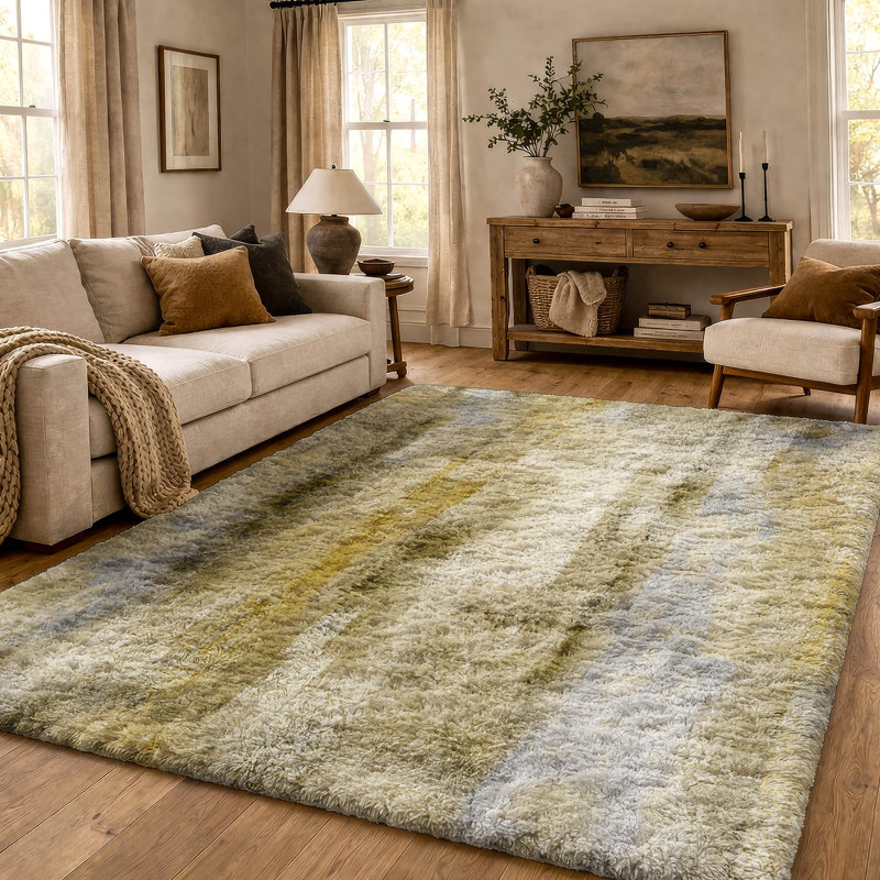 Tapis à poil long de qualité supérieure lavable à la machine ADS537, Taupe, 5 pi x 7 pi 6 po