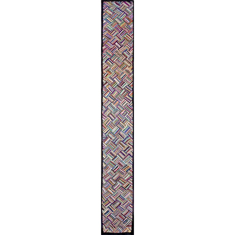 Antique American Hooked Hallway Runner Rug