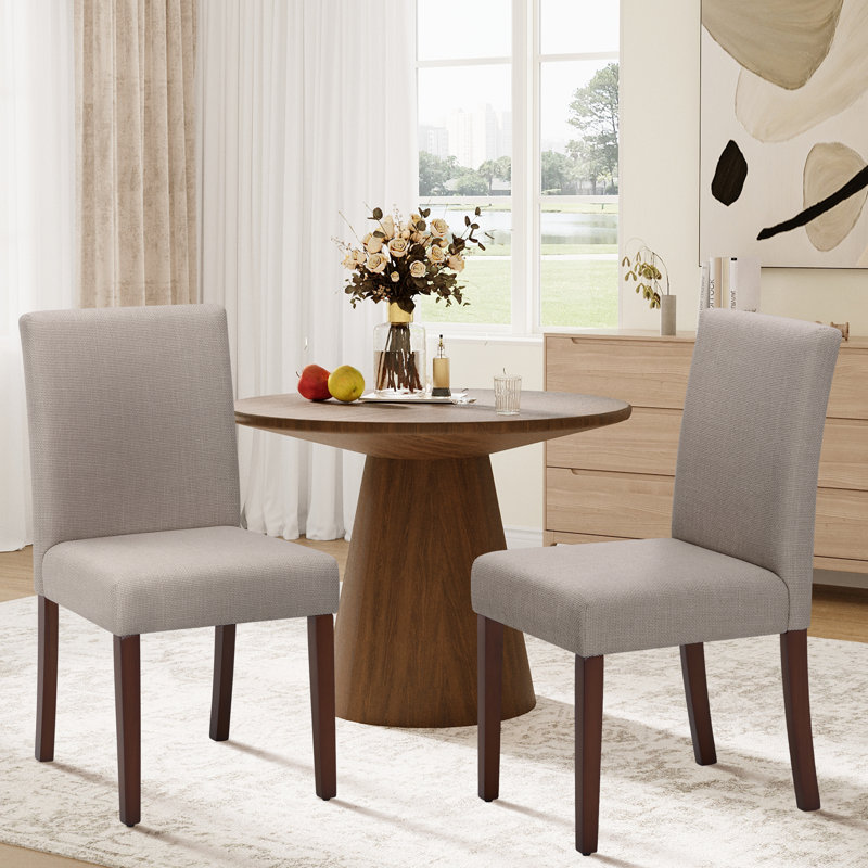 Oakridge Upholstered Dining Chair Set, Solid Wood Legs, Breathable Fabric Seat, Thick Cushion for Comfort, Modern Parsons Style Side Chairs for Dining Room