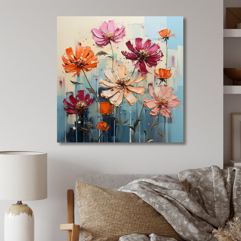 «Zinnias Bold» sur toile, H 16 po x l 16 po x P 1 po, Toile tendue