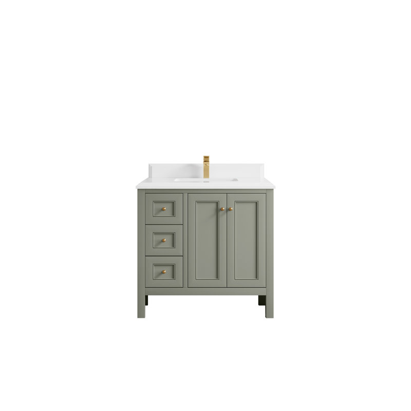 Nashville X P 22 po Meuble-lavabo central D, Conifère / or brossé, Quartz Palissandro