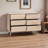 Bertran Mid-Century Modern 6-Drawer Dresser in Oak Brown Finish, 33.15" H X 47.05" W X 16.50" D