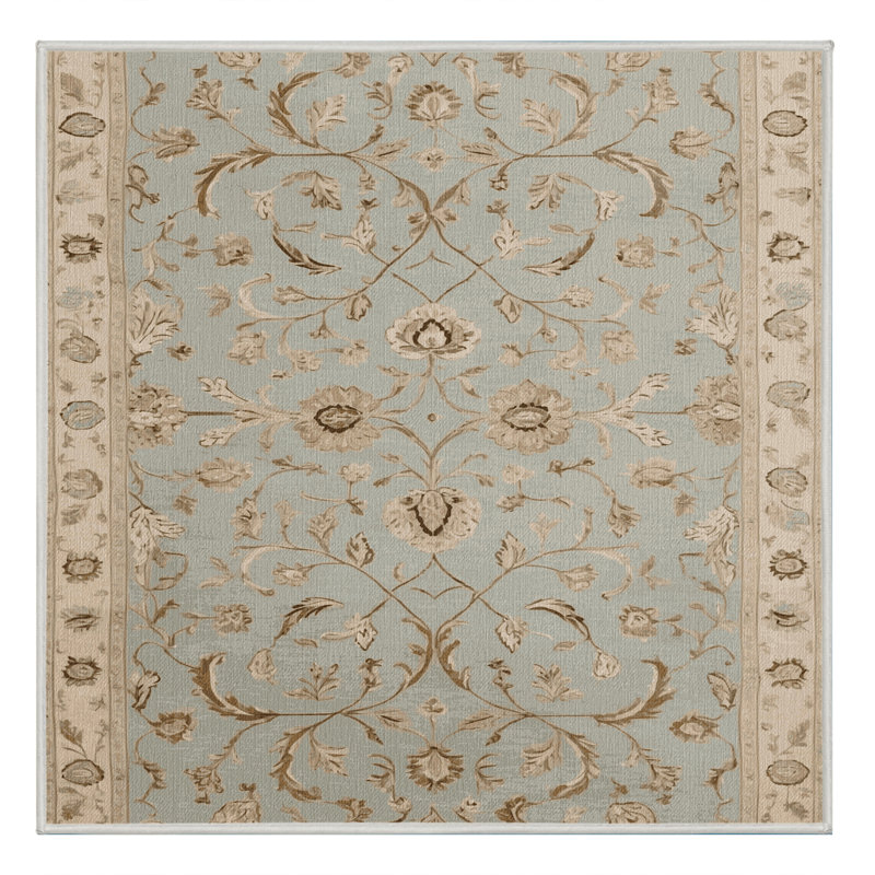Tapis beige Tabriz lavable à la machine, Carré 5 pi