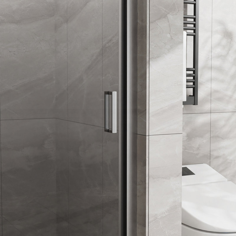 Porte de douche pivotante 34 po x 72 po, porte de douche en verre trempé épais de 1/4 po, conception semi-sans cadre