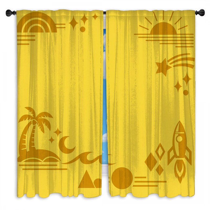 Rideaux de plage jaune et jaune obscurcissant - 2 panneaux, Sheer, 40 po x 82 po - 2 panneaux