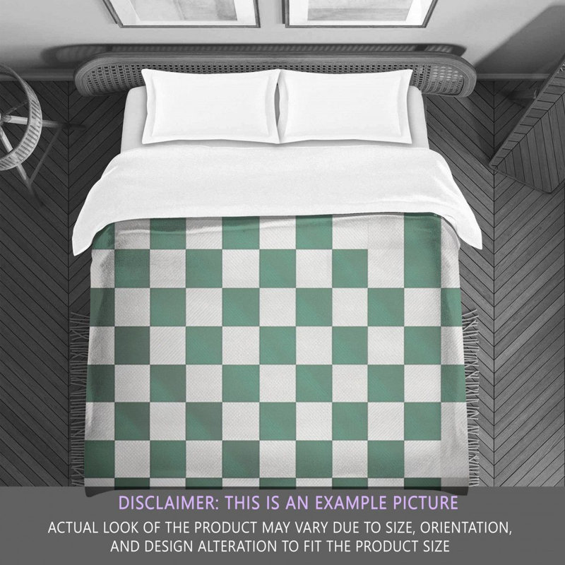 Polyester Comforter, Twin Comforter, Green/Gray Checkered