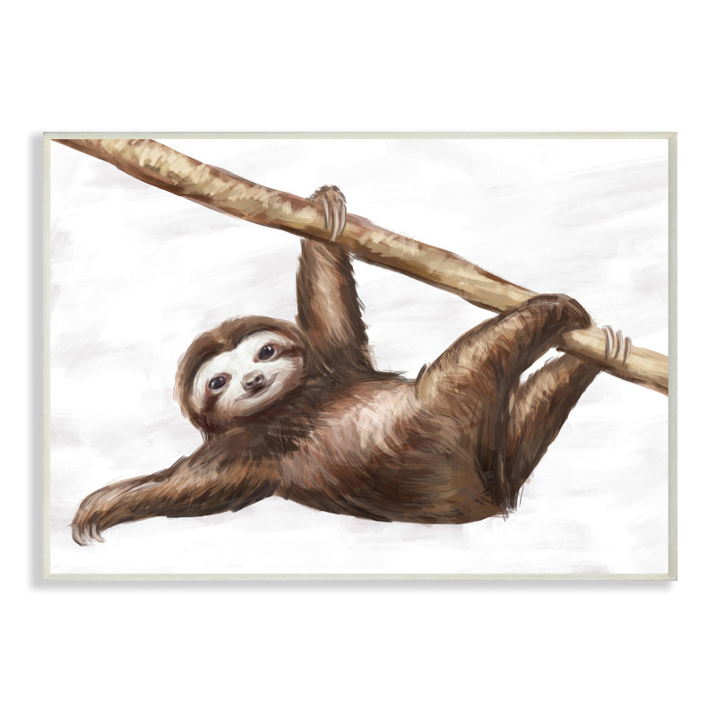 «Jungle Sloth jouer Minimal Tree Branch» par Ziwei Li - impression d'art graphique, Plaque murale